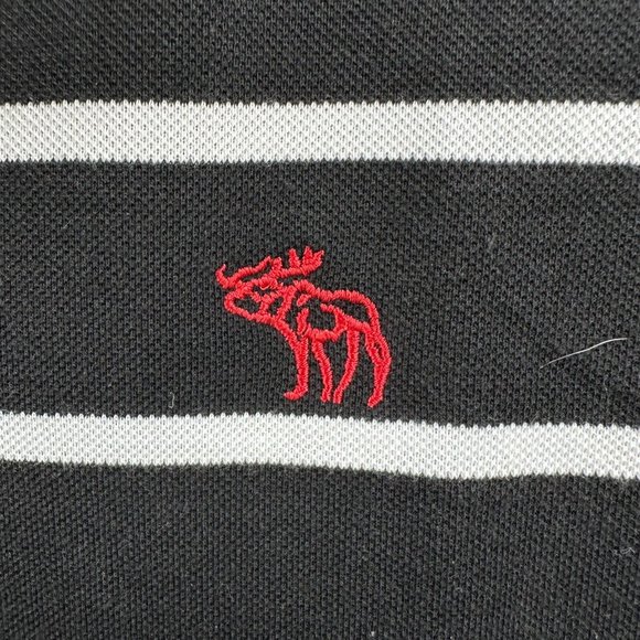 Abercrombie & Fitch Shirt Mens Medium Black White Striped Casual Polo Designer - Picture 3 of 14
